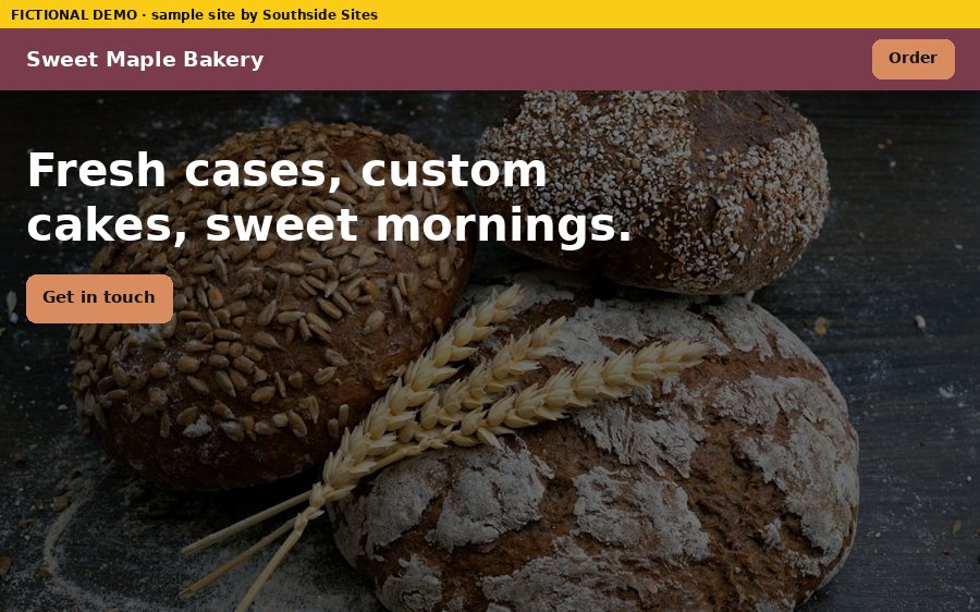 bakery demo site, desktop view