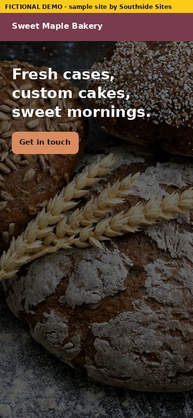 bakery demo site, phone view