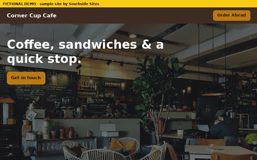 cafe demo site, desktop view