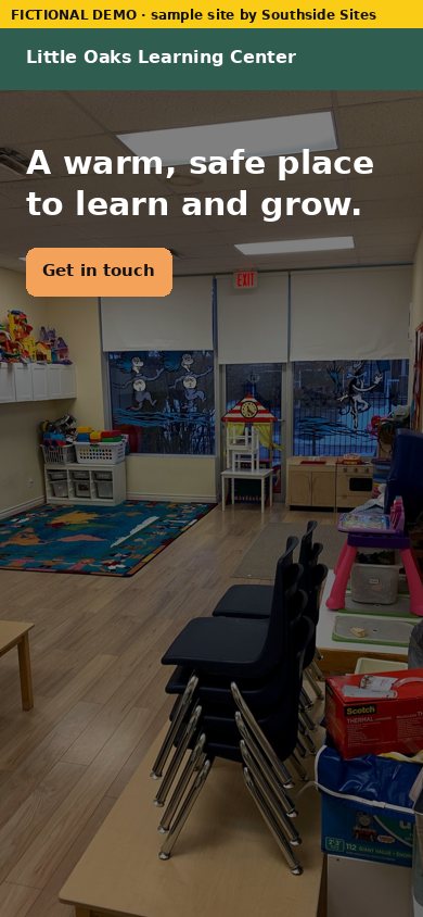 daycare demo site, phone view