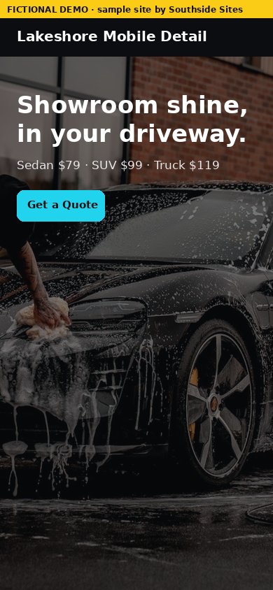 detailing demo site, phone view
