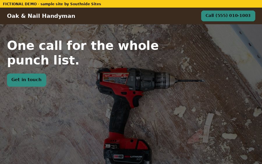 handyman demo site, desktop view