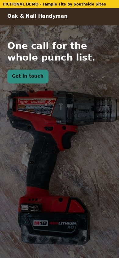 handyman demo site, phone view