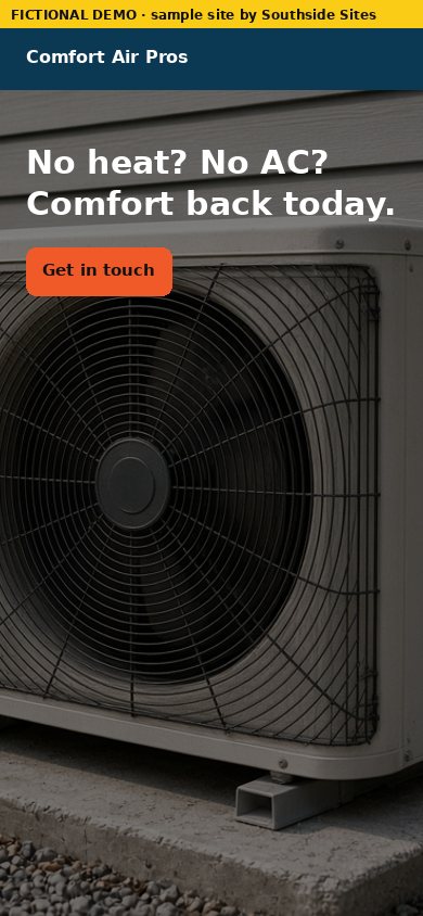 HVAC demo site, phone view