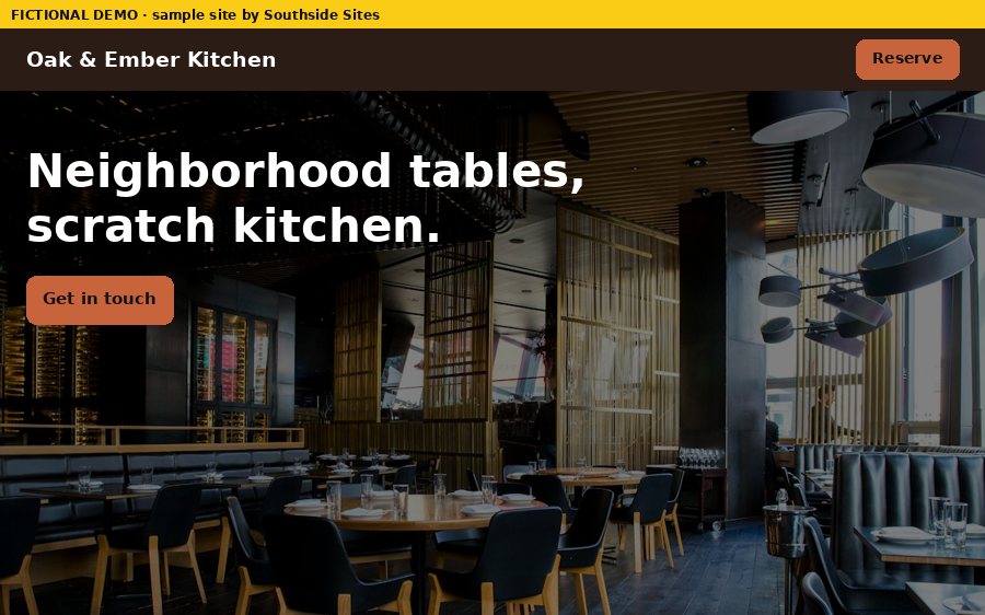 restaurant demo site, desktop view
