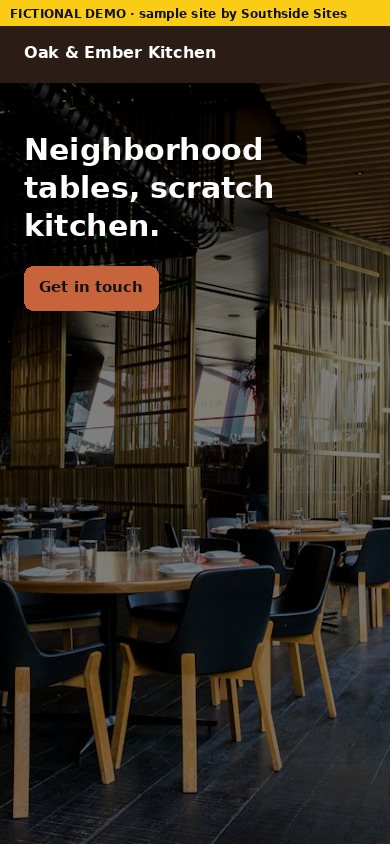 restaurant demo site, phone view