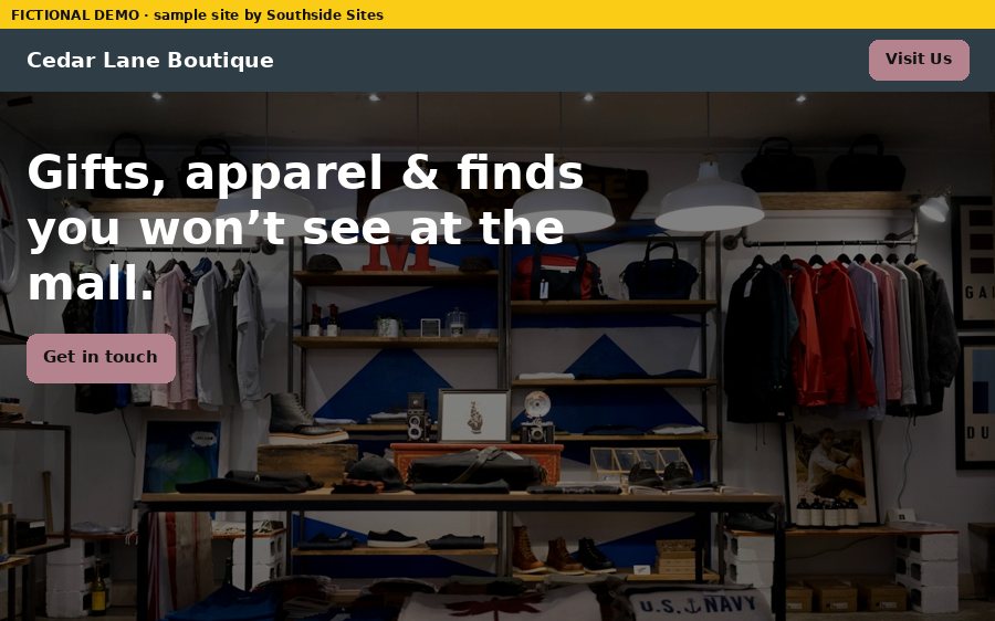 retail demo site, desktop view